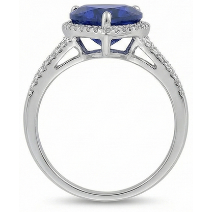 Big Heart Sri Lanka Blue Sapphire Natural Earth Mined Diamond Engagement Ring 5.75 Carats