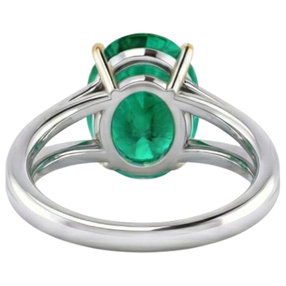 Natural Real ( Not Lab Grown ) Big Oval Gemstone Ring Green Emerald GIA Birthstone