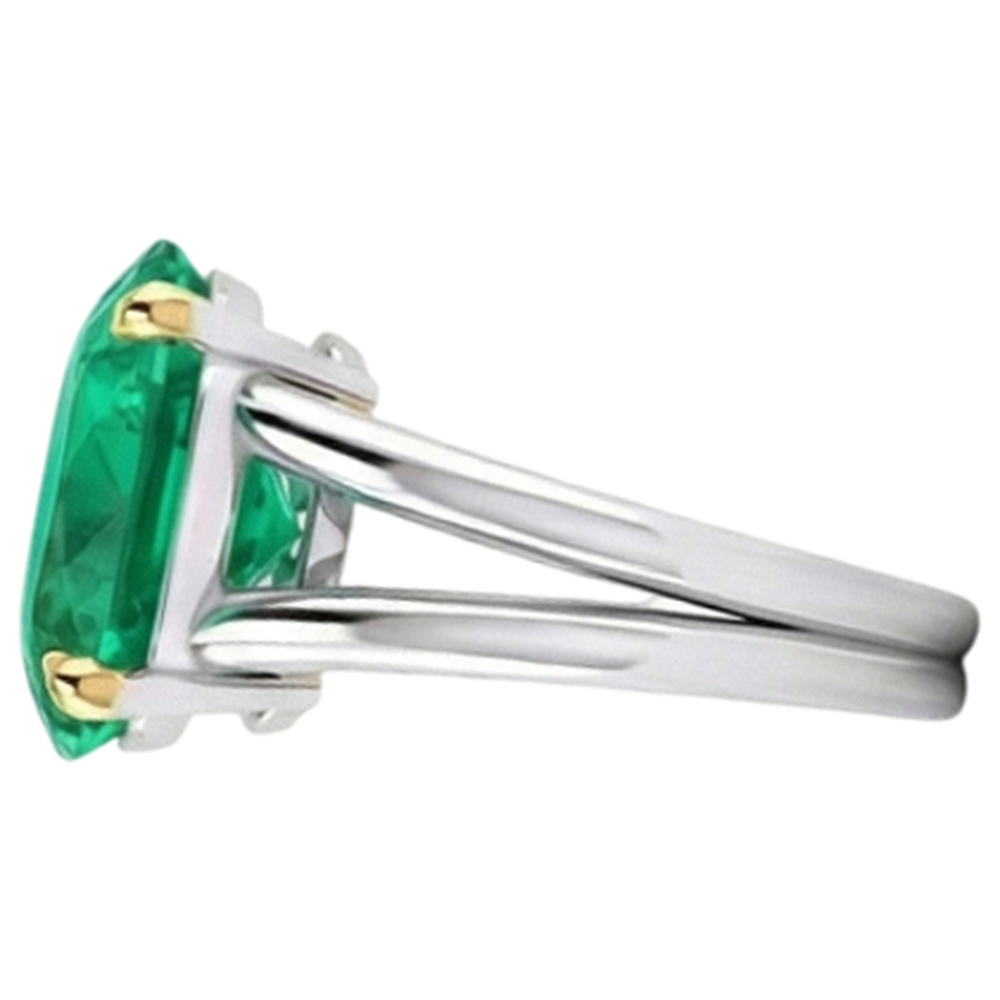 Natural Real ( Not Lab Grown ) Big Oval Gemstone Ring Green Emerald GIA Birthstone