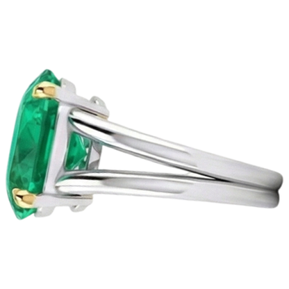 Natural Real ( Not Lab Grown ) Big Oval Gemstone Ring Green Emerald GIA Birthstone
