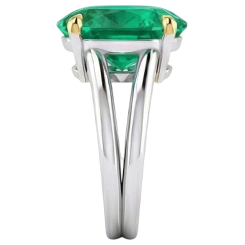 Natural Real ( Not Lab Grown ) Big Oval Gemstone Ring Green Emerald GIA Birthstone