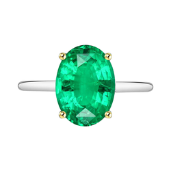 Big Oval Gemstone Ring Green Emerald Jewelry