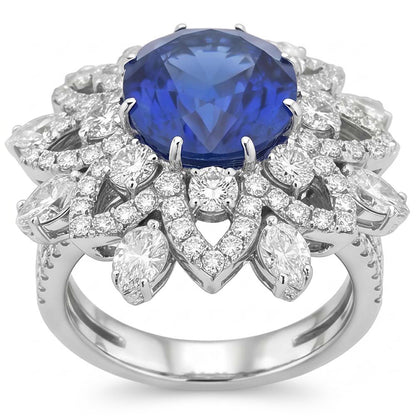 Big Oval Sapphire IGI CERTIFIED Diamond Ring