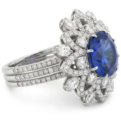 Big Oval Sapphire IGI CERTIFIED Diamond Ring