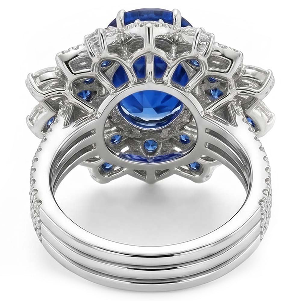Big Oval Sapphire IGI CERTIFIED Diamond Ring