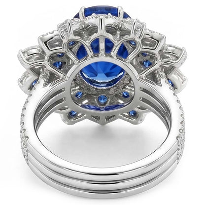 Big Oval Sapphire IGI CERTIFIED Diamond Ring