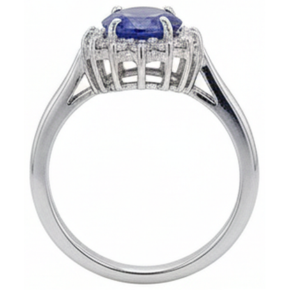Big Oval Tanzanite Stone Fancy Ring 1.95 Carat Natural Earth Mined Diamond Jewelry Gold
