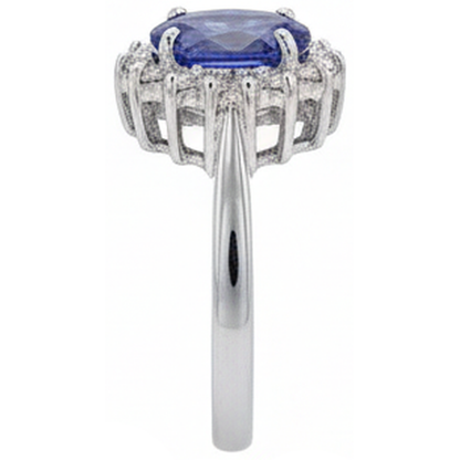 Big Oval Tanzanite Stone Fancy Ring 1.95 Carat Natural Earth Mined Diamond Jewelry Gold