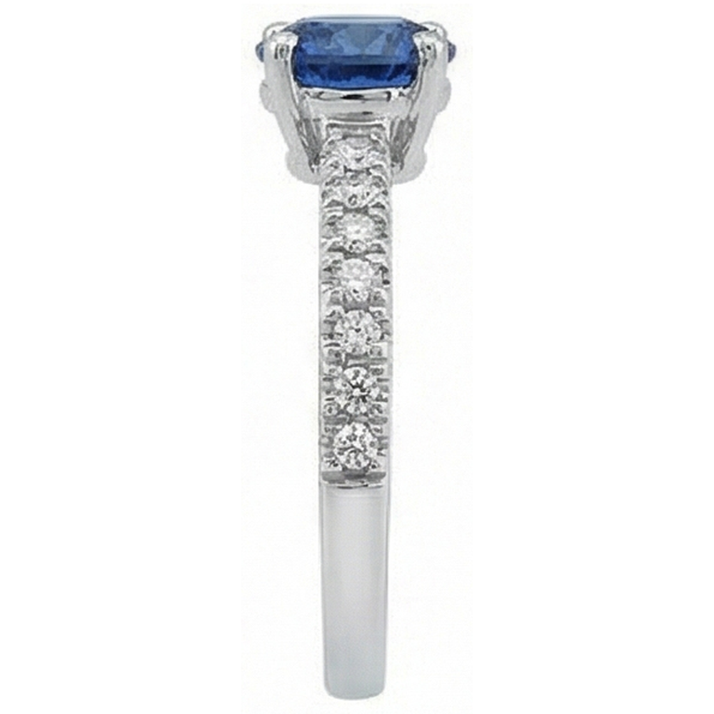 Big Round Ceylon Sapphire With Natural Earth Mined Diamonds Anniversary Ring 3.30 Carats