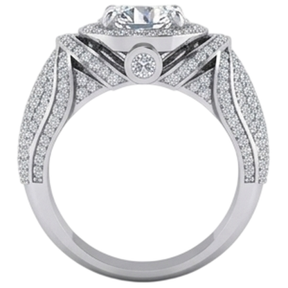 Big Round Diamond Men's Ring With Accents 5.50 Carats White Gold 10K