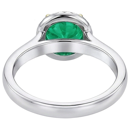 Natural Real ( Not Lab Grown ) Big Round Gemstone Halo Ring Green Emerald GIA Wedding Jewelry