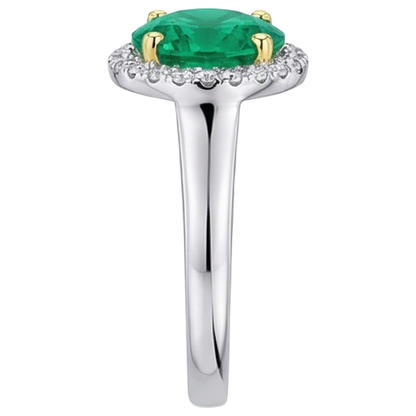 Natural Real ( Not Lab Grown ) Big Round Gemstone Halo Ring Green Emerald GIA Wedding Jewelry