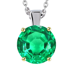 Big Solitaire Gemstone Green Emerald Pendant