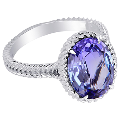 Natural Real ( Not Lab Grown )  Big Solitaire Oval Tanzanite Ring 2.5 Carat Prong Set White Gold 14K