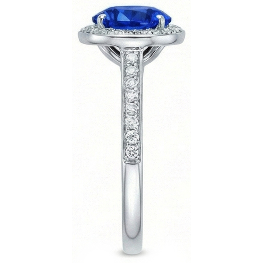 Big Sri Lanka Sapphire & Natural Earth Mined Diamonds Small Diamonds Wedding Ring 3 Ct