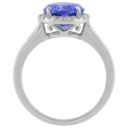 Big Tanzanite With Small Natural Earth Mined Diamonds 5.75 Carats Ring White Gold 14K