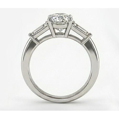 Big 3 Carat Oval Natural Real Diamond ( Not Lab Grown ) Ring Three Stone Gold Jewelry