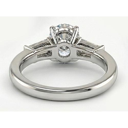 Big 3 Carat Oval Natural Real Diamond ( Not Lab Grown ) Ring Three Stone Gold Jewelry