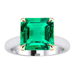 Big Asscher Green Emerald Ring