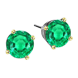 Big Colombian Green Emerald Stud Earrings For Women