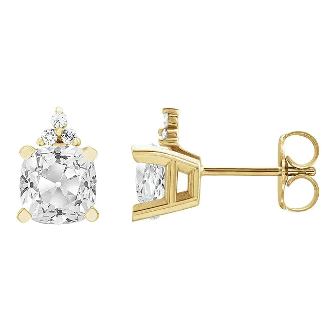 Big Cushion Diamond Earrings 10 Ct