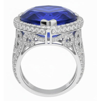 Big Heart Cut Blue Sapphire Ring