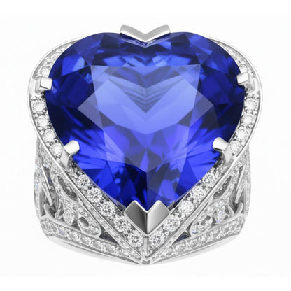 Big Heart Cut Blue Sapphire Ring