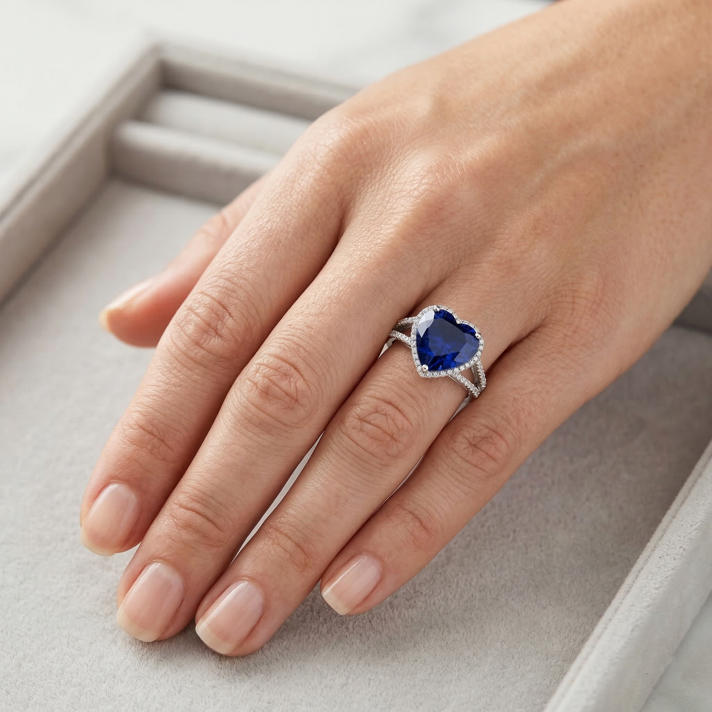 Big Heart Sri Lanka Color Blue Sapphire IGI CERTIFIED Diamond Engagement Ring 5.75 Carats