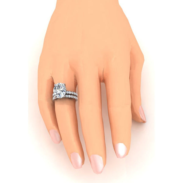 Big Oval 7 Carats Diamond Ring And Band Set