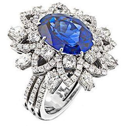 Big Oval Sapphire Diamond Ring