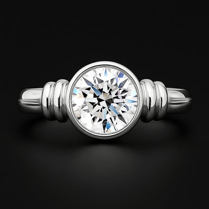 Big 3 Carat Natural Earth Mined Diamond Solitaire Ring Bezel Setting White Gold 14K