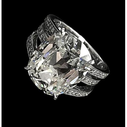 Big Cushion Cut Lab Grown Diamond Engagement Ring 11.07 Carats White Gold 14K