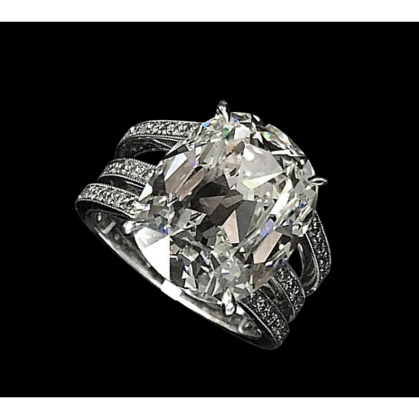 Big Cushion Cut Lab Grown Diamond Engagement Ring 11.07 Carats White Gold 14K