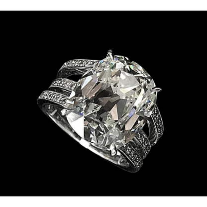 Big Cushion Cut Lab Grown Diamond Engagement Ring 11.07 Carats White Gold 14K