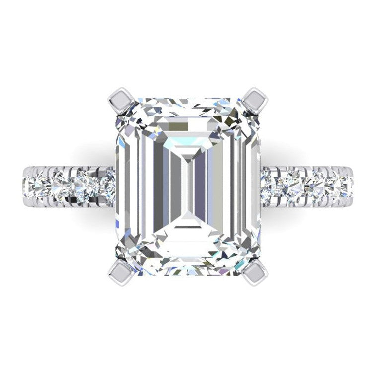 Big Emerald Lab Grown Diamond Engagement Ring