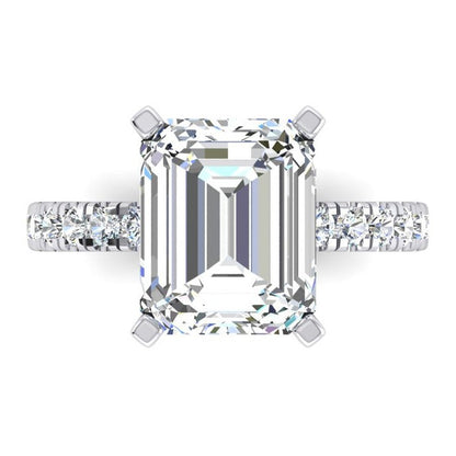 Big Emerald Lab Grown Diamond Engagement Ring