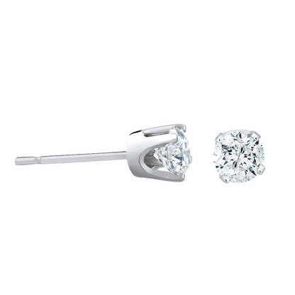 Big Certified Lab Grown Diamond Stud Earrings 4 Carat White Gold 14K