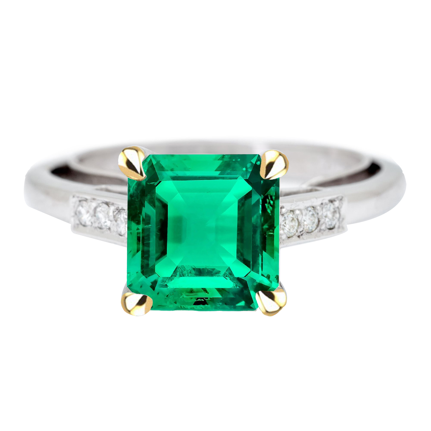 Big Green Emerald Anniversary Ring With Diamonds