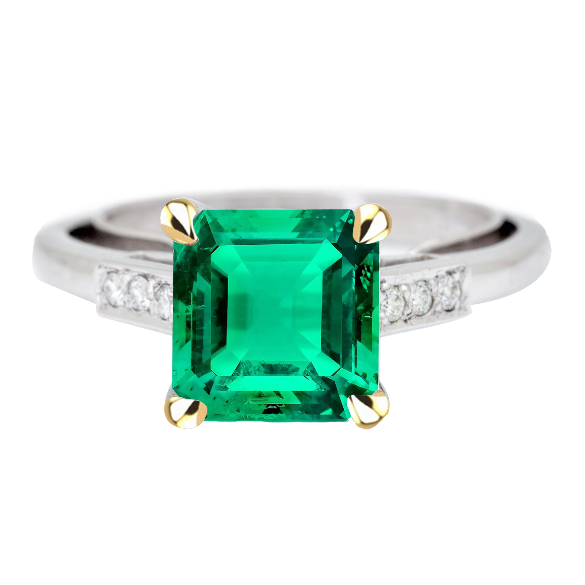 Big Green Emerald Anniversary Ring With Diamonds
