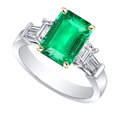 Big Green Emerald Gemstone Ring Natural Earth Mined Diamond Womens Jewelry