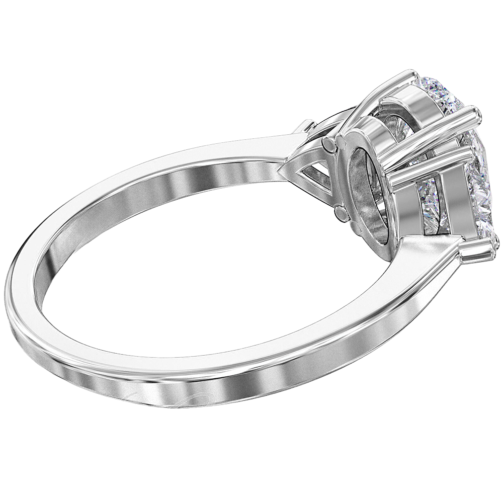 Big Oval Trillion Lab Grown Diamonds Ring White Gold Jewelry Three Stone