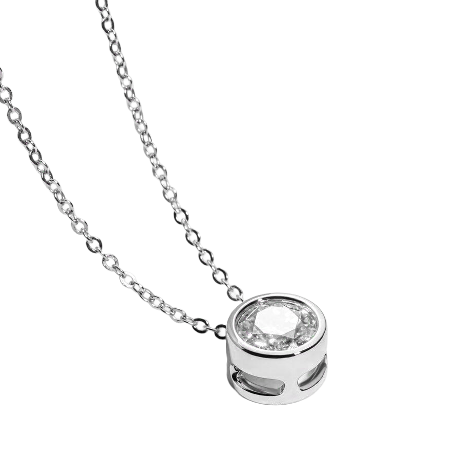 Big Round Natural Diamond Necklace Pendant Solid White Gold Jewelry 3 Ct