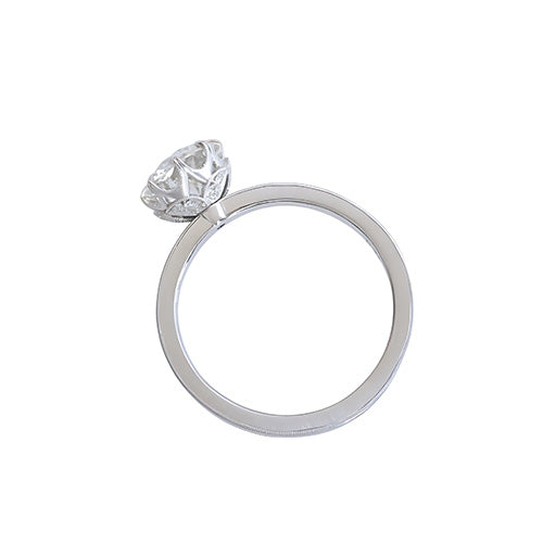 Big Round Old Mine Cut Lab Grown Diamond Engagement Ring 8 Carats White Gold