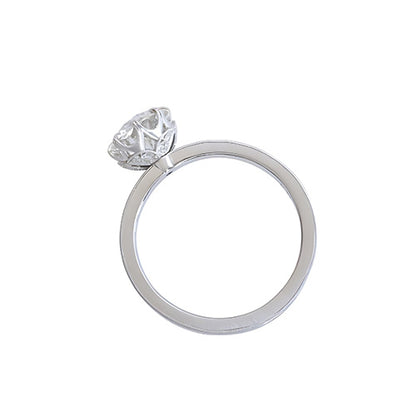 Big Round Old Mine Cut Lab Grown Diamond Engagement Ring 8 Carats White Gold