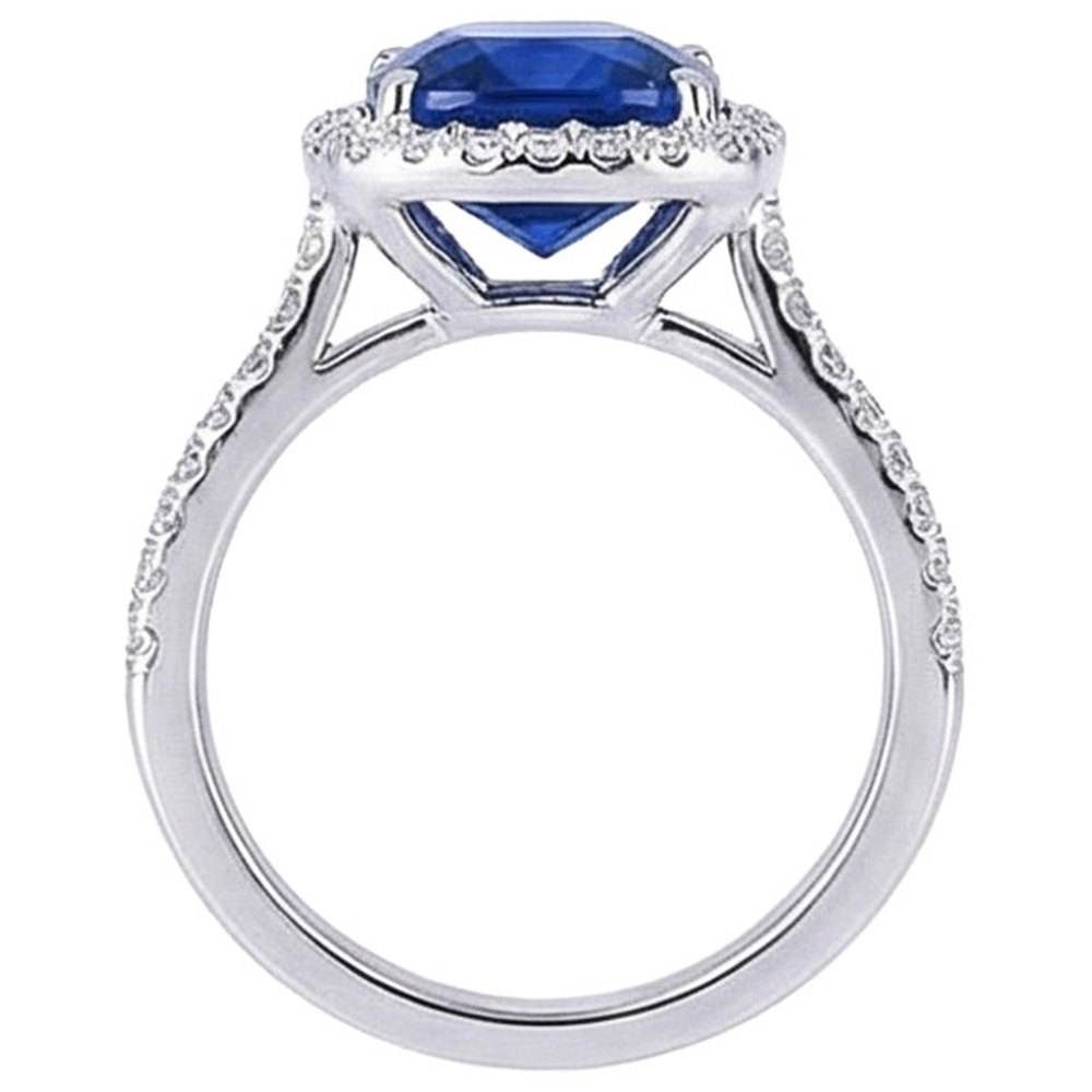 Natural Real ( Not Lab Grown )  Biggest Cushion Sapphire Halo Ring Sri Lanka