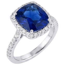 Natural Real ( Not Lab Grown )  Biggest Cushion Sapphire Halo Ring Sri Lanka