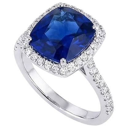 Natural Real ( Not Lab Grown )  Biggest Cushion Sapphire Halo Ring Sri Lanka