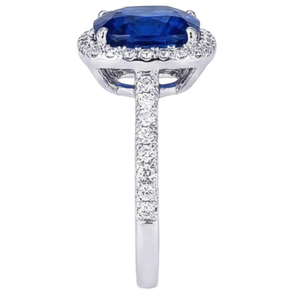 Natural Real ( Not Lab Grown )  Biggest Cushion Sapphire Halo Ring Sri Lanka