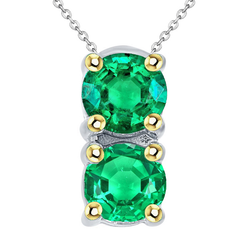 Natural Real ( Not Lab Grown ) Birthday Gemstone Pendant Green Emerald GIAs Round Drop Necklace