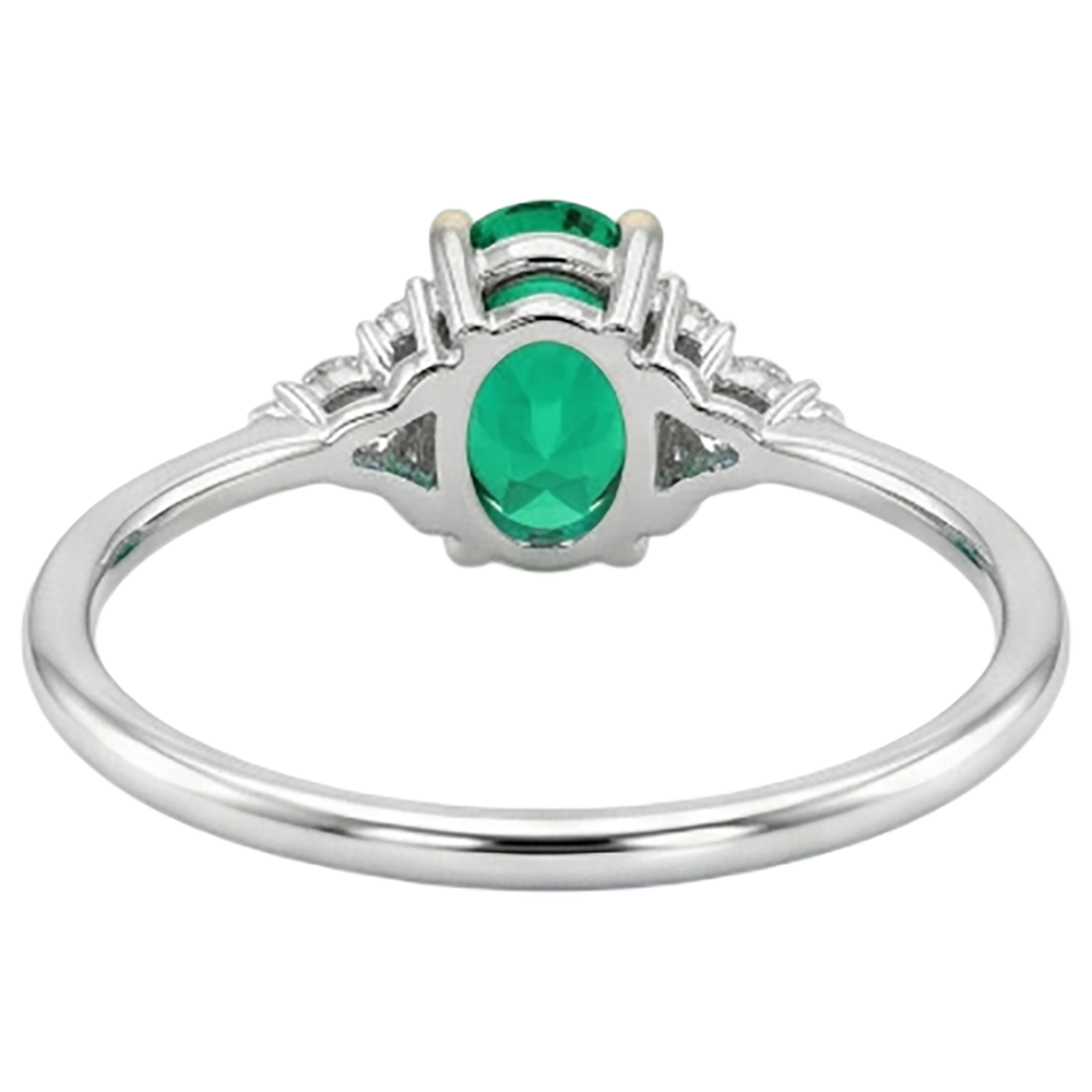 Natural Real ( Not Lab Grown ) Birthstone Green Emerald GIA And Diamond Ring